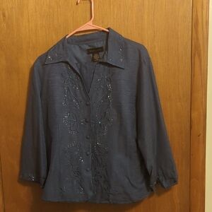 Blue Embroidered Women's Blouse